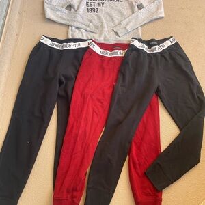 Abercrombie & Fitch Kids Black and Red Jogger Pants Trio